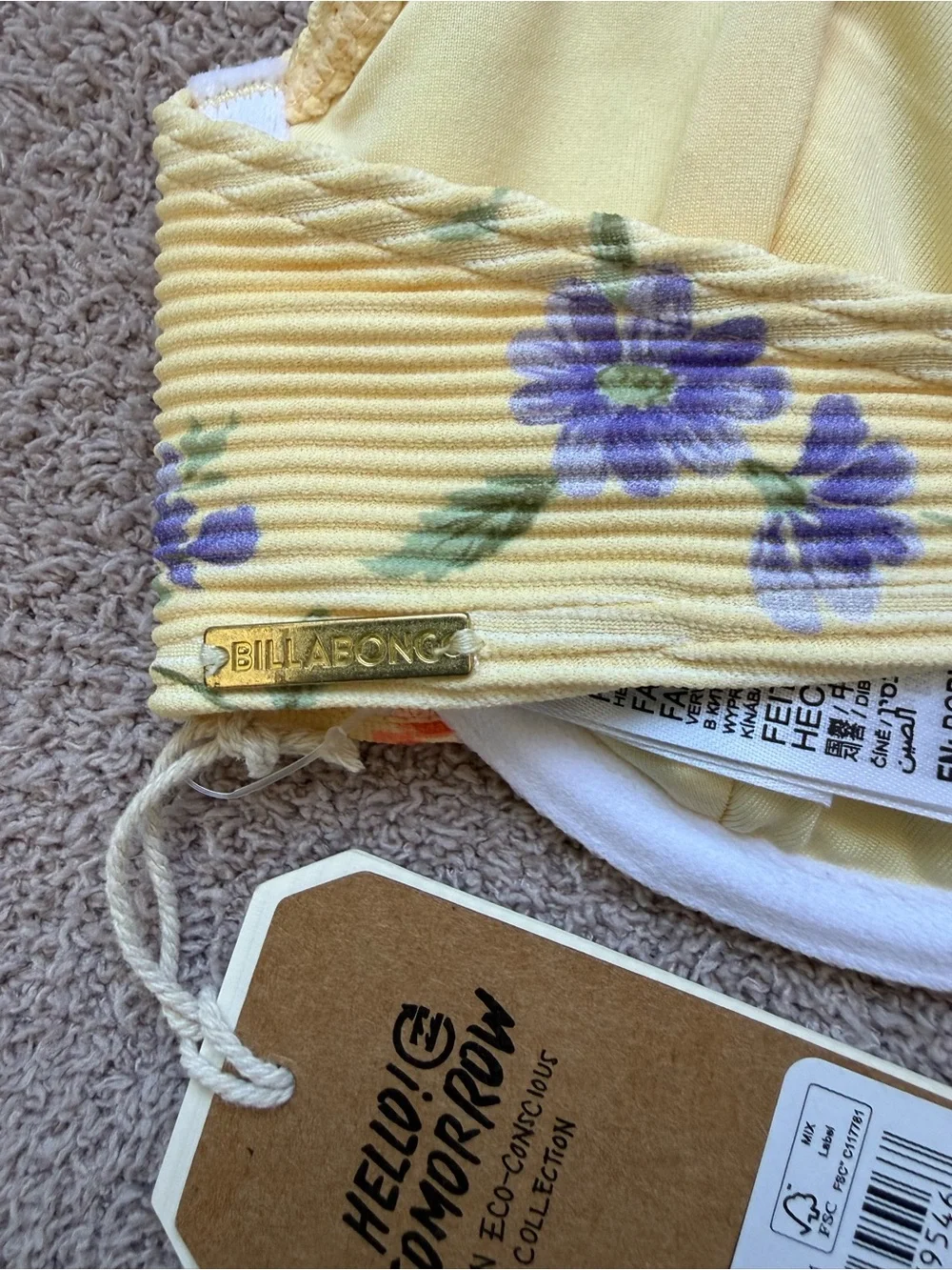 NEW - Billabong - Kismet Georgia Ribbed Underwire Bikini Swim Bra - YELLOW - Picture 6 of 8